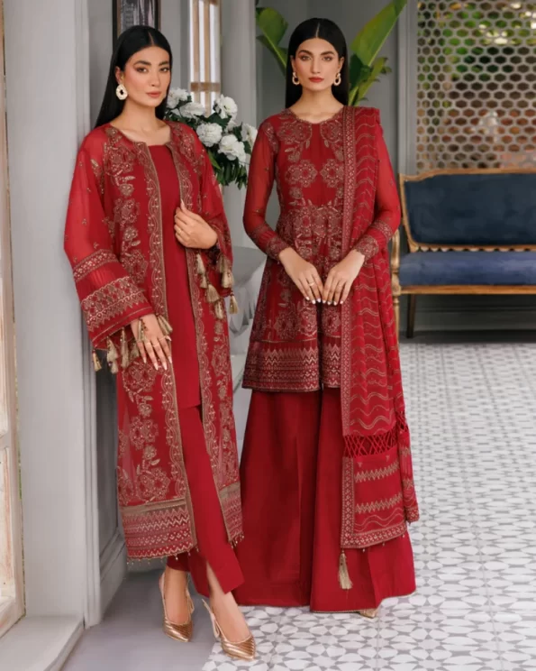 XENIA Fromals Vanya- Embroidered Chiffon Unstitched 3Pc Suit- What U Wear