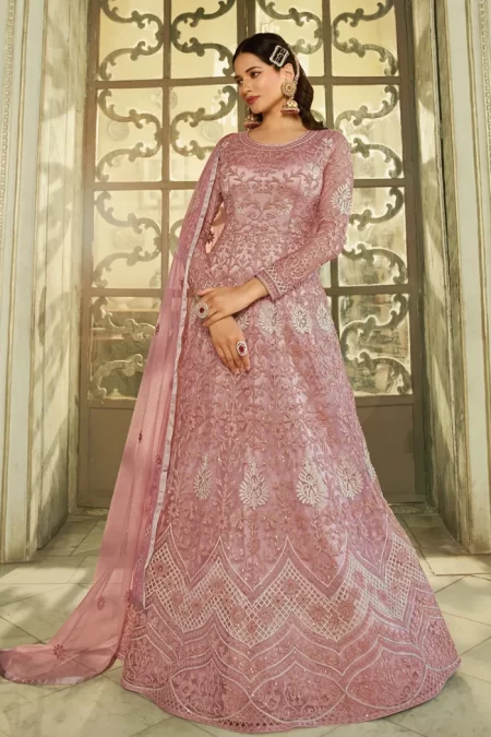 Swagat Violet Swati Unstitched Gown 3pcs- What U Wear