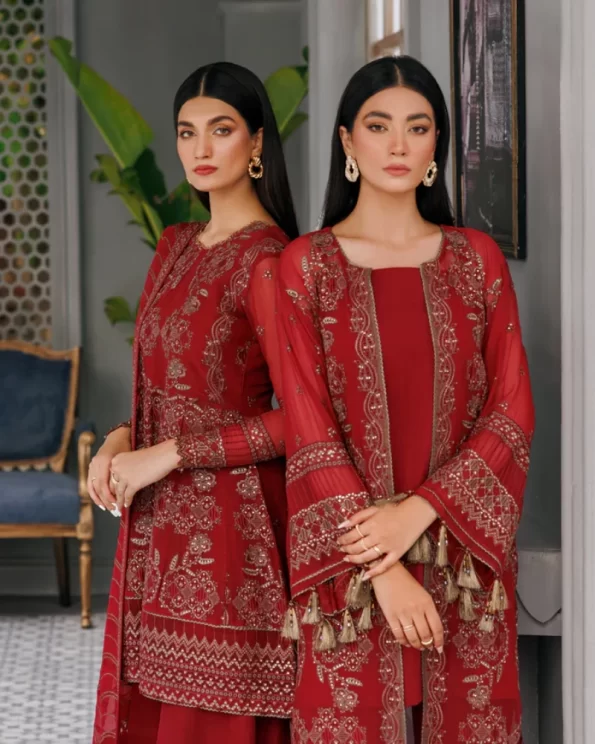 XENIA Fromals Vanya- Embroidered Chiffon Unstitched 3Pc Suit- What U Wear