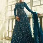 Swagat Violet Swati Unstitched Gown 3pcs- What U Wear