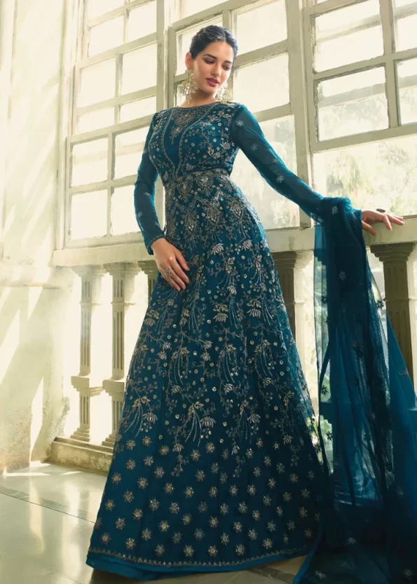 Swagat Violet Swati Unstitched Gown 3pcs- What U Wear
