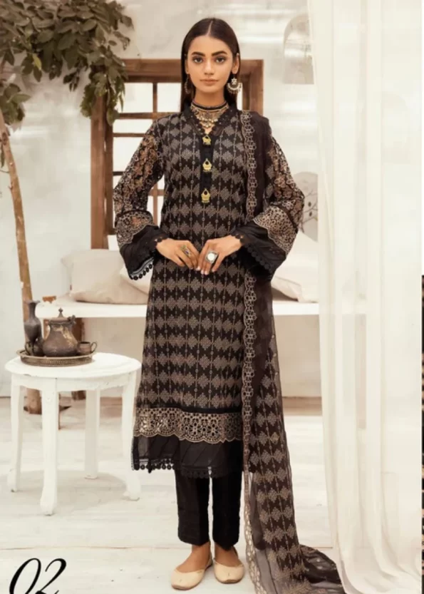 Mahees Exclusive Embroidered Lawn 3Pcs- What U Wear