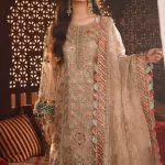 Maria.B Unstitched MBROIDERED -Off White with Sea Green