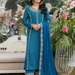 Azure Luxe Embroidered 3pcs-Dreamy Iris- What U Wear
