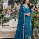 Azure Luxe Embroidered 3pcs-Dreamy Iris- What U Wear