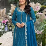 Azure Luxe Embroidered 3pcs-Dreamy Iris- What U Wear