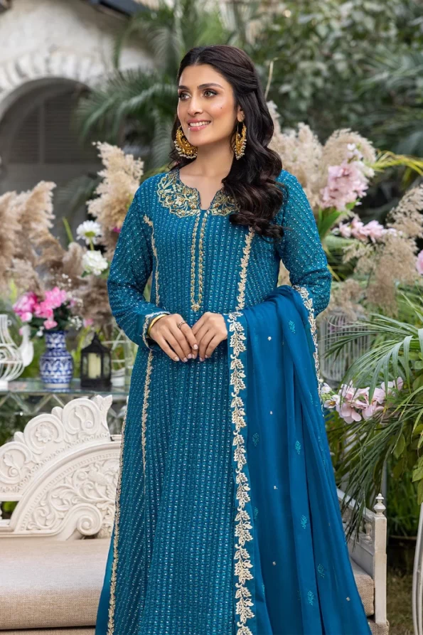 Azure Luxe Embroidered 3pcs-Dreamy Iris- What U Wear