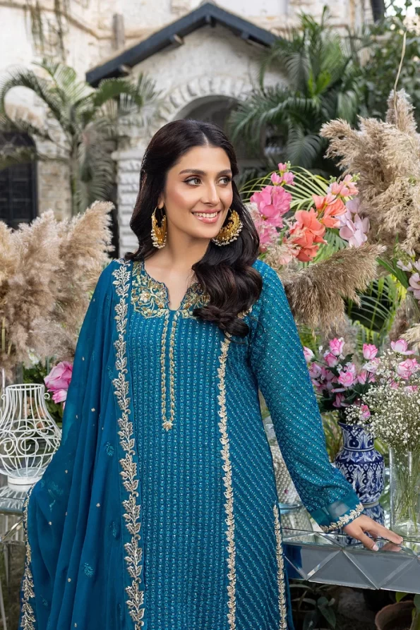 Azure Luxe Embroidered 3pcs-Dreamy Iris- What U Wear