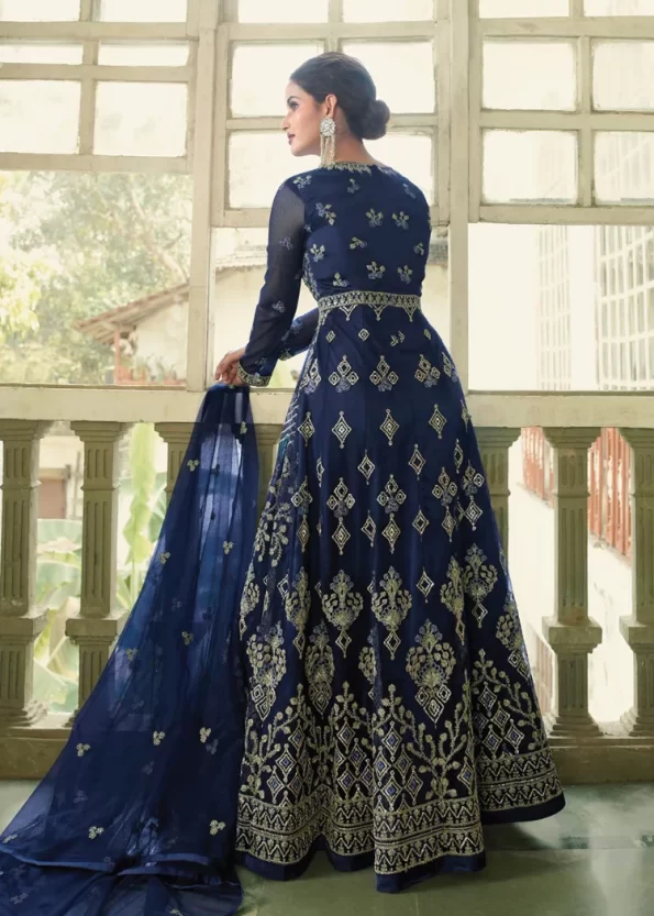 Swagat Violet Swati Unstitched Gown 3pcs- What U Wear