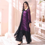 Naushad Imdad Embroidered Chiffon-CRUSHED GRAPE