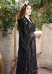 Merakish Black Embroidered Chiffon Unstitched 3Pc Suit- What U Wear