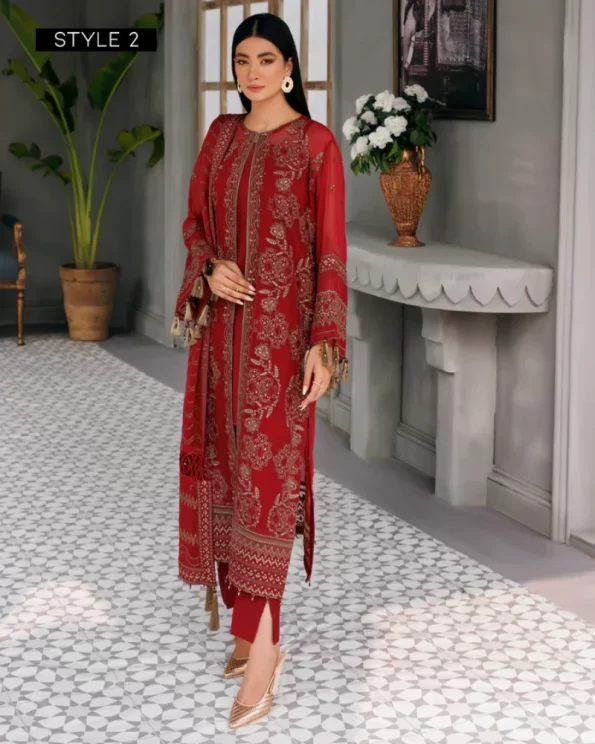 XENIA Fromals Vanya- Embroidered Chiffon Unstitched 3Pc Suit- What U Wear