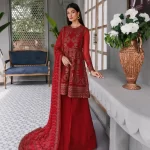 XENIA Fromals Vanya- Embroidered Chiffon Unstitched 3Pc Suit- What U Wear