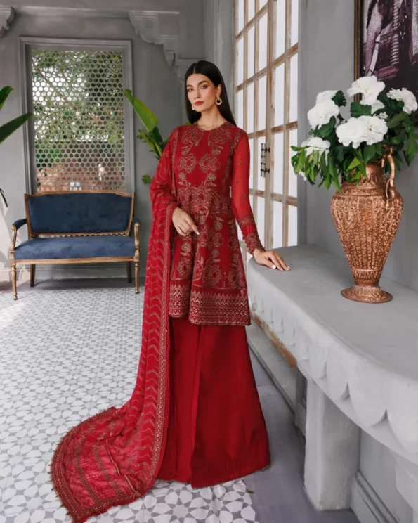 XENIA Fromals Vanya- Embroidered Chiffon Unstitched 3Pc Suit- What U Wear
