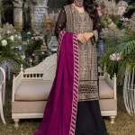 Azure Luxe Embroidered 3pcs-Radiant Ruby- What U Wear