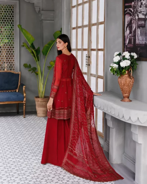 XENIA Fromals Vanya- Embroidered Chiffon Unstitched 3Pc Suit- What U Wear