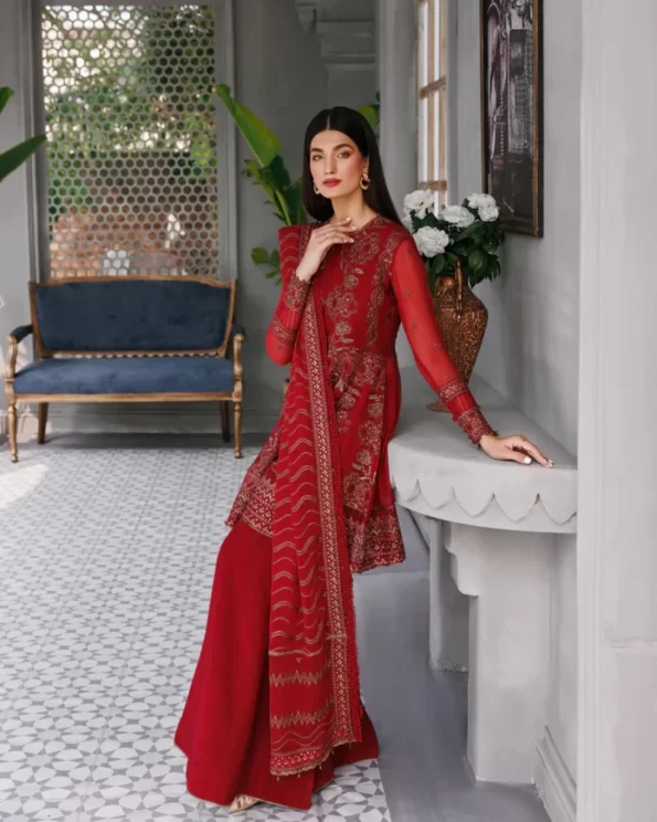 XENIA Fromals Vanya- Embroidered Chiffon Unstitched 3Pc Suit- What U Wear