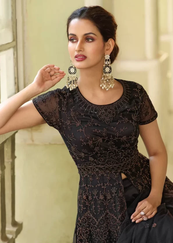 Swagat Violet Swati Unstitched Gown 3pcs- What U Wear
