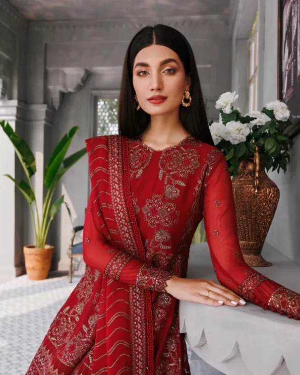 XENIA Fromals Vanya- Embroidered Chiffon Unstitched 3Pc Suit- What U Wear