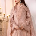 Maria.B Organza Unstitched MBROIDERED – Ash Pink-What U Wear