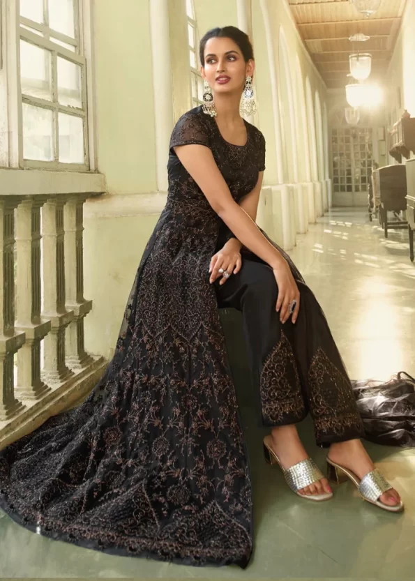 Swagat Violet Swati Unstitched Gown 3pcs- What U Wear