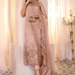 Maria.B Organza Unstitched MBROIDERED – Ash Pink-What U Wear
