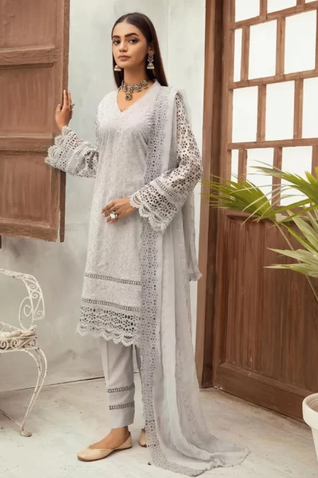 Mahees Exclusive Embroidered Lawn 3Pcs- What U Wear