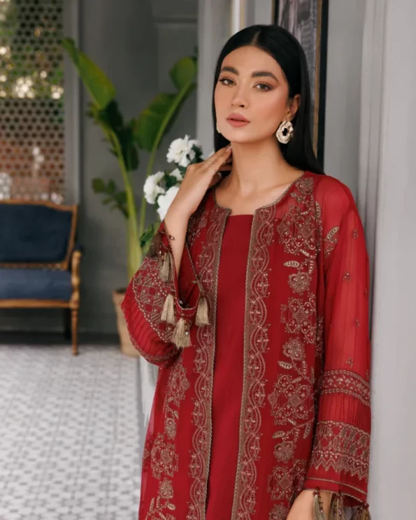 XENIA Fromals Vanya- Embroidered Chiffon Unstitched 3Pc Suit- What U Wear