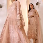 Maria.B Organza Unstitched MBROIDERED – Ash Pink-What U Wear