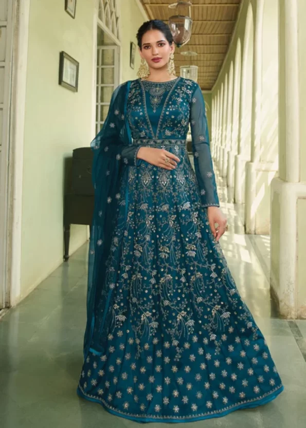 Swagat Violet Swati Unstitched Gown 3pcs- What U Wear