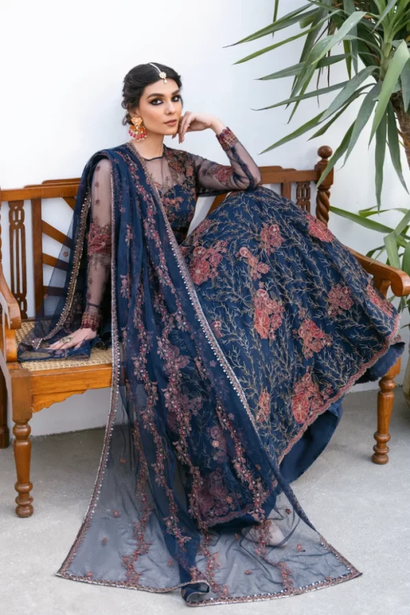 Iznik Luxury Embroidered Net Suit-CC-18 ZOE- What U Wear
