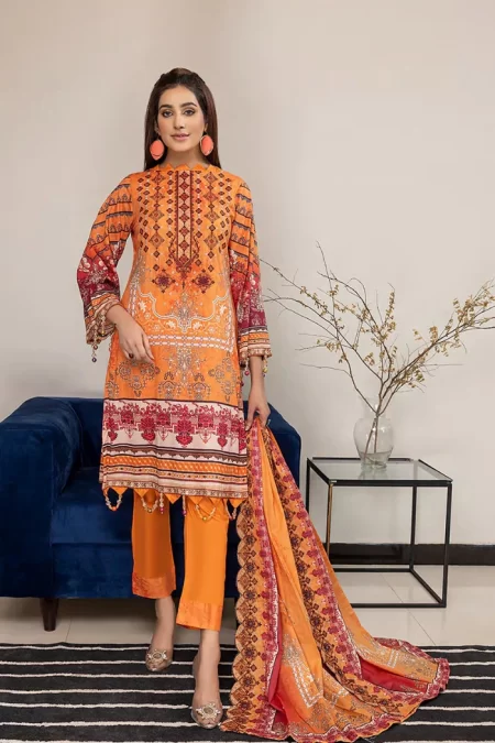 Gulab- Digital Printed Lawn 3pcs by Arham Textile- What U Wear
