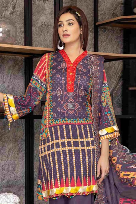 Gulab- Digital Printed Lawn 3pcs by Arham Textile- What U Wear