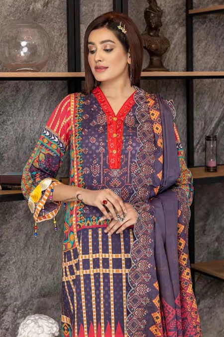 Gulab- Digital Printed Lawn 3pcs by Arham Textile- What U Wear