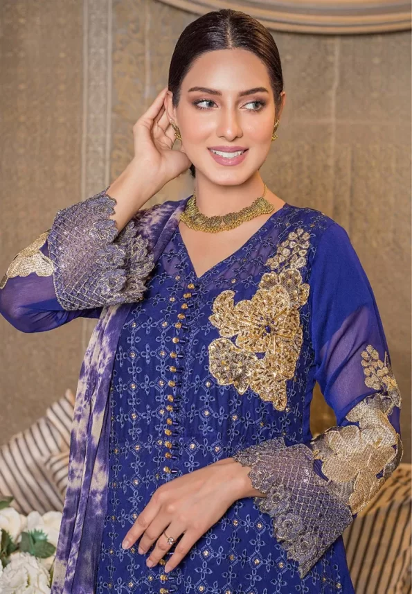 Rana Arts – Pari Wish Semi Stitched Chiffon 3pcs-What U Wear
