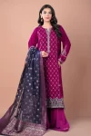 Zeen 3pcs Unstitched Embroidered Velvet Suit- What U Wear