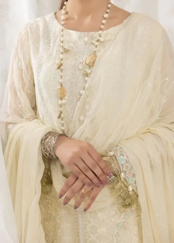 Mahiz Embroidered Semi Stitched Chiffon 3Pcs- What U Wear