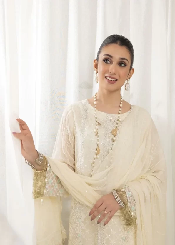 Mahiz Embroidered Semi Stitched Chiffon 3Pcs- What U Wear