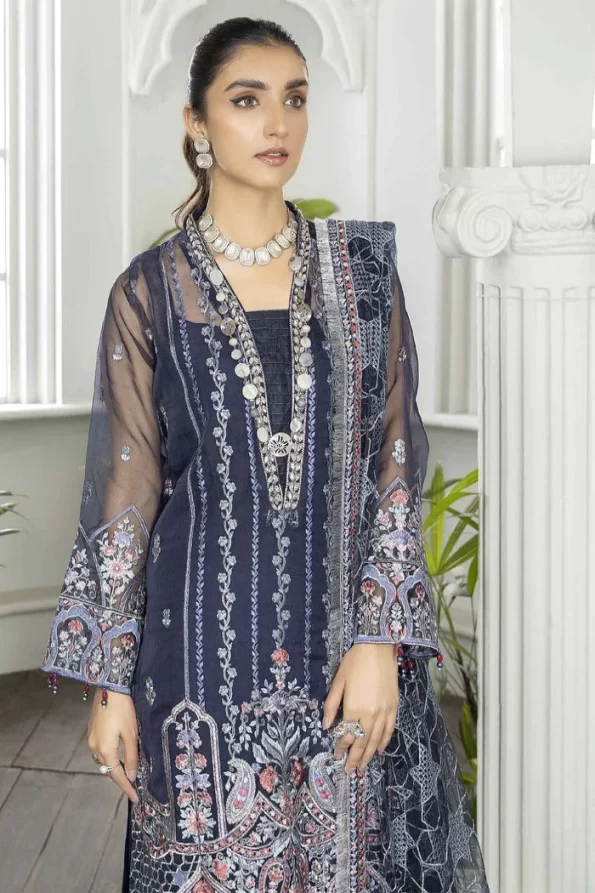 Adan’s Libas Amira Emb. Hand Embellished Organza Semi Stitched 3pcs- What U Wear