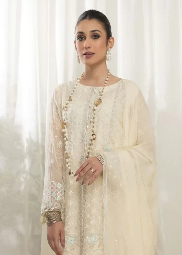 Mahiz Embroidered Semi Stitched Chiffon 3Pcs- What U Wear