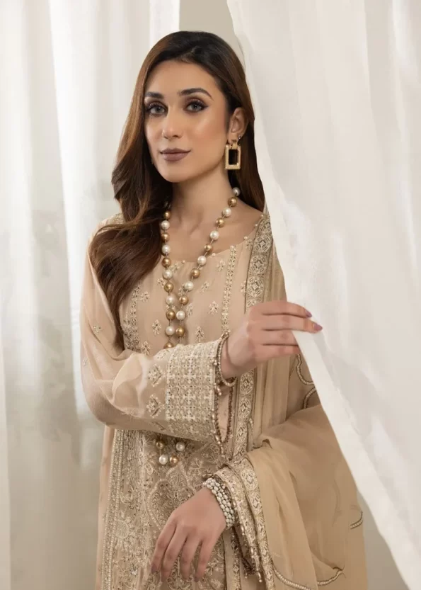 Mahiz Embroidered Semi Stitched Chiffon 3Pcs- What U Wear