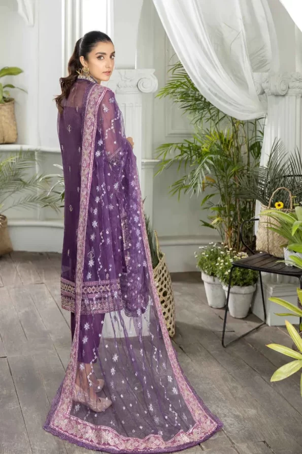 Adan’s Libas Amira Emb. Hand Embellished Organza Semi Stitched 3pcs- What U Wear