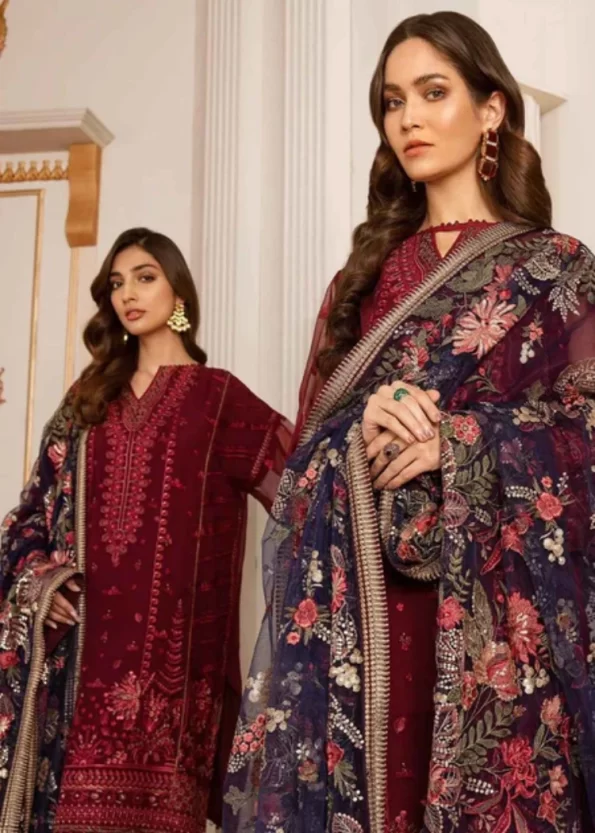 Baroque -Embroidered Chiffon Unstitched-Fire Stone- What U Wear