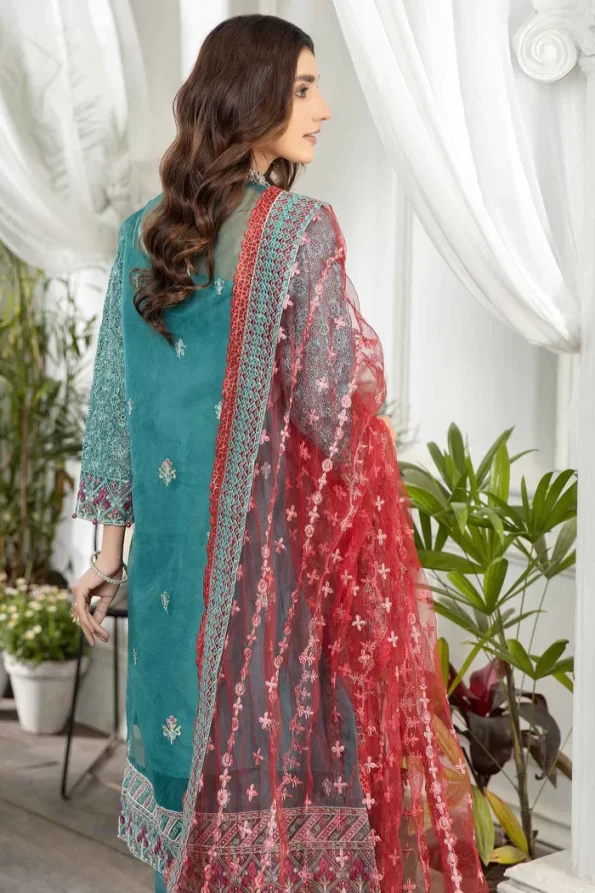 Adan’s Libas Amira Emb. Hand Embellished Organza Semi Stitched 3pcs- What U Wear