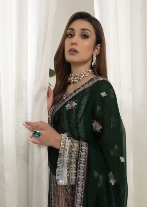 Mahiz Embroidered Semi Stitched Chiffon 3Pcs- What U Wear