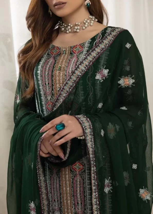 Mahiz Embroidered Semi Stitched Chiffon 3Pcs- What U Wear