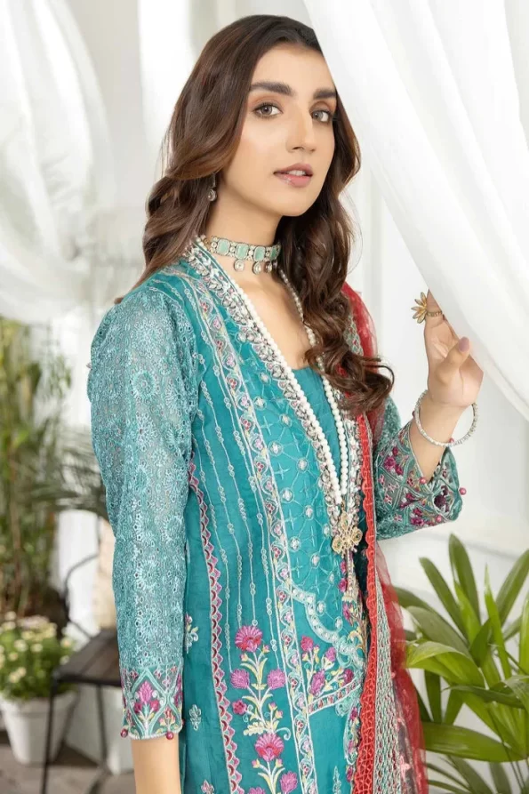 Adan’s Libas Amira Emb. Hand Embellished Organza Semi Stitched 3pcs- What U Wear