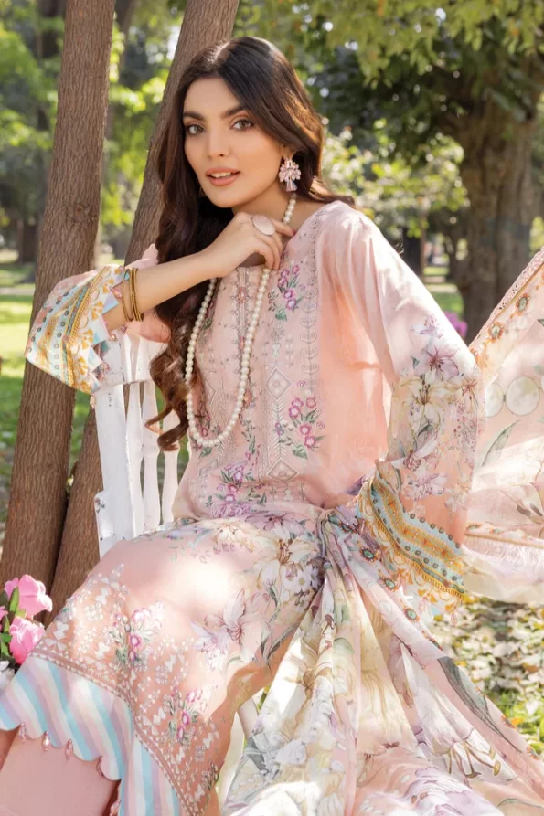 Adans Libas Summerkari 2 Embroidered Lawn Unstitched 3pcs- What U Wear