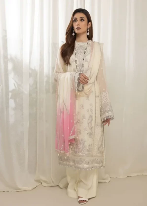 Mahiz Embroidered Semi Stitched Chiffon 3Pcs- What U Wear