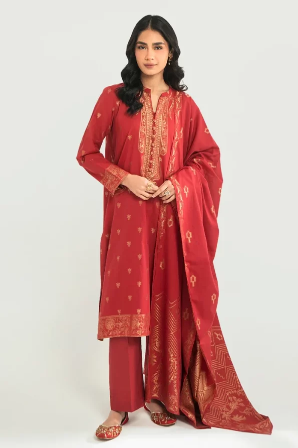 Cross Stitch Dusky Radiance-B-3Pc Cotton Jacquard Suit- What U Wear